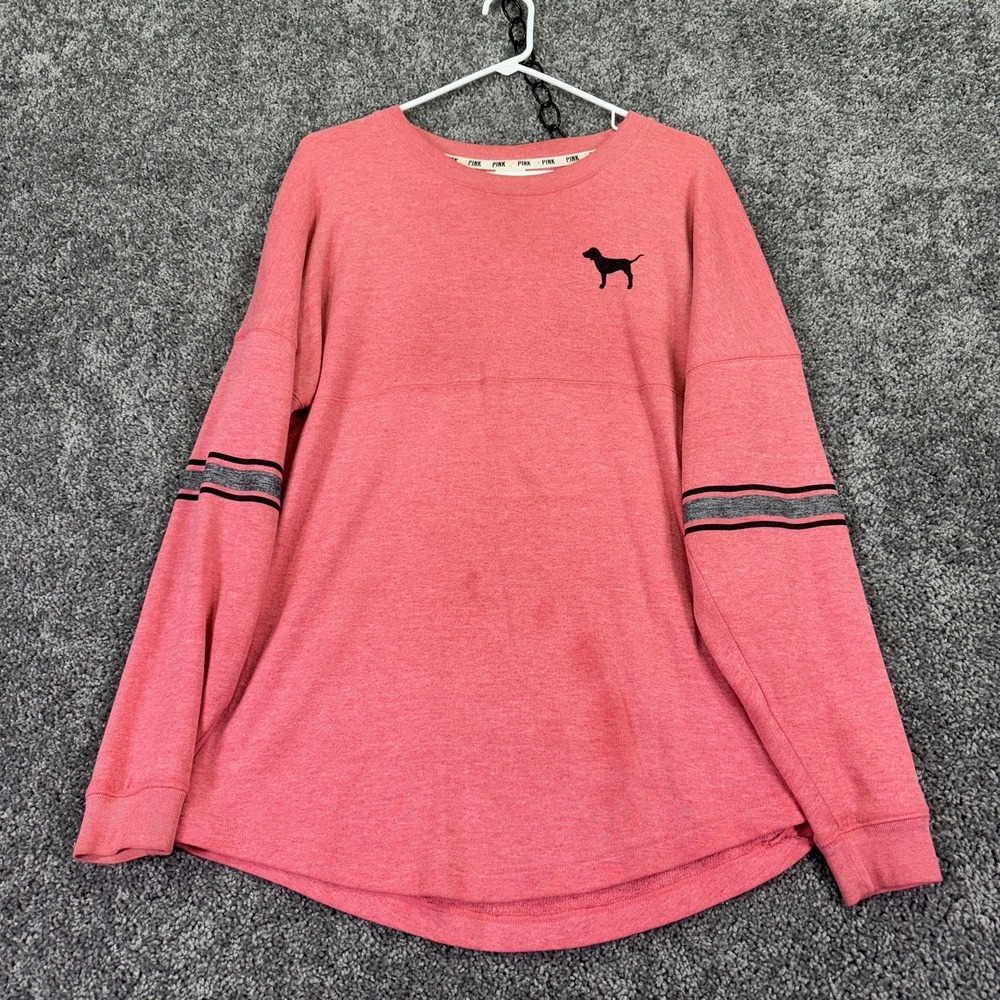 PINK Victoria's Secret Shirt Womens Small Pink Long Sleeve Logo Casual City